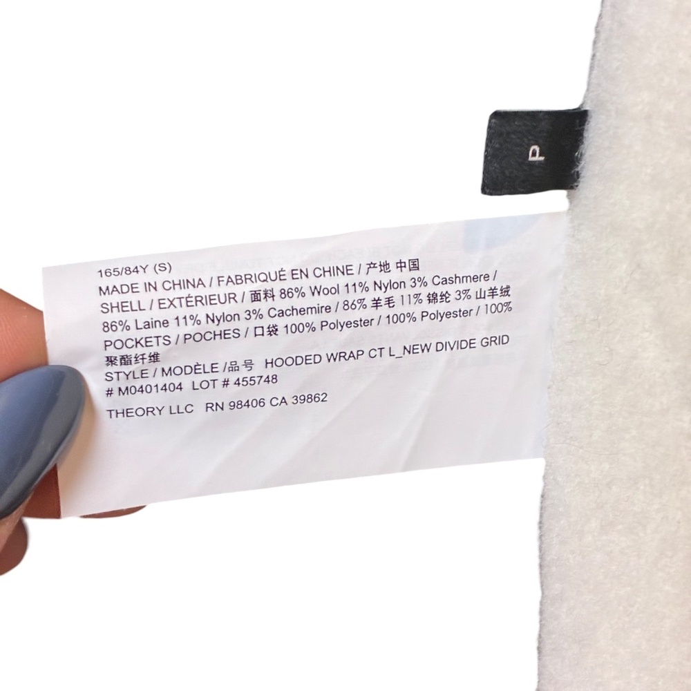 Theory Hooded Wrap Coat – Wool & Cashmere Blend, Size S - Picture 10 of 12